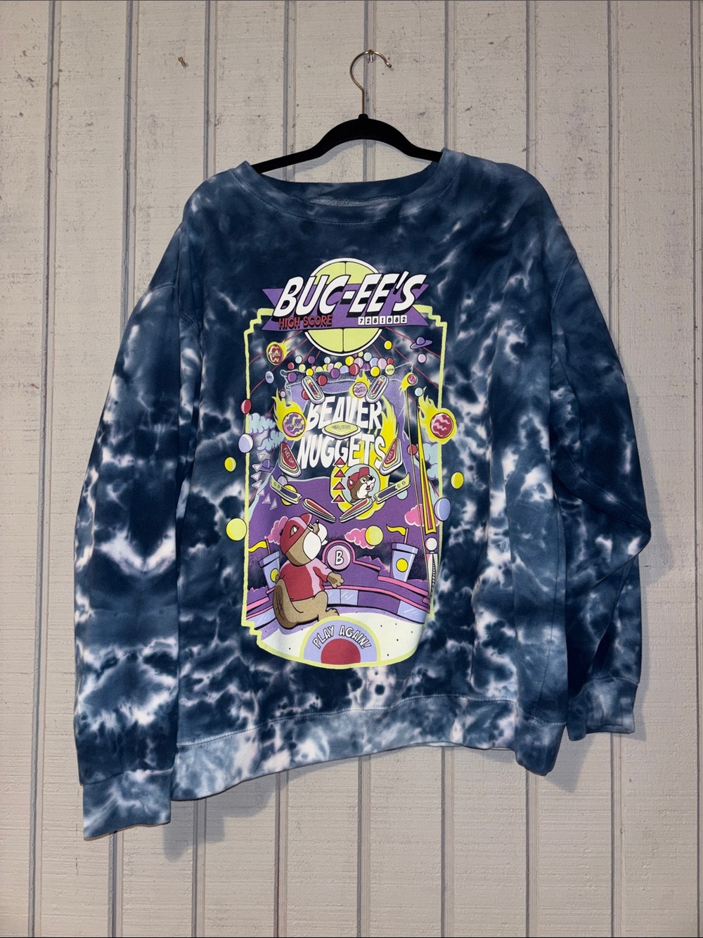 Bucees Tie-Dye Graphic Sweatshirt - Navy/White XL oversized